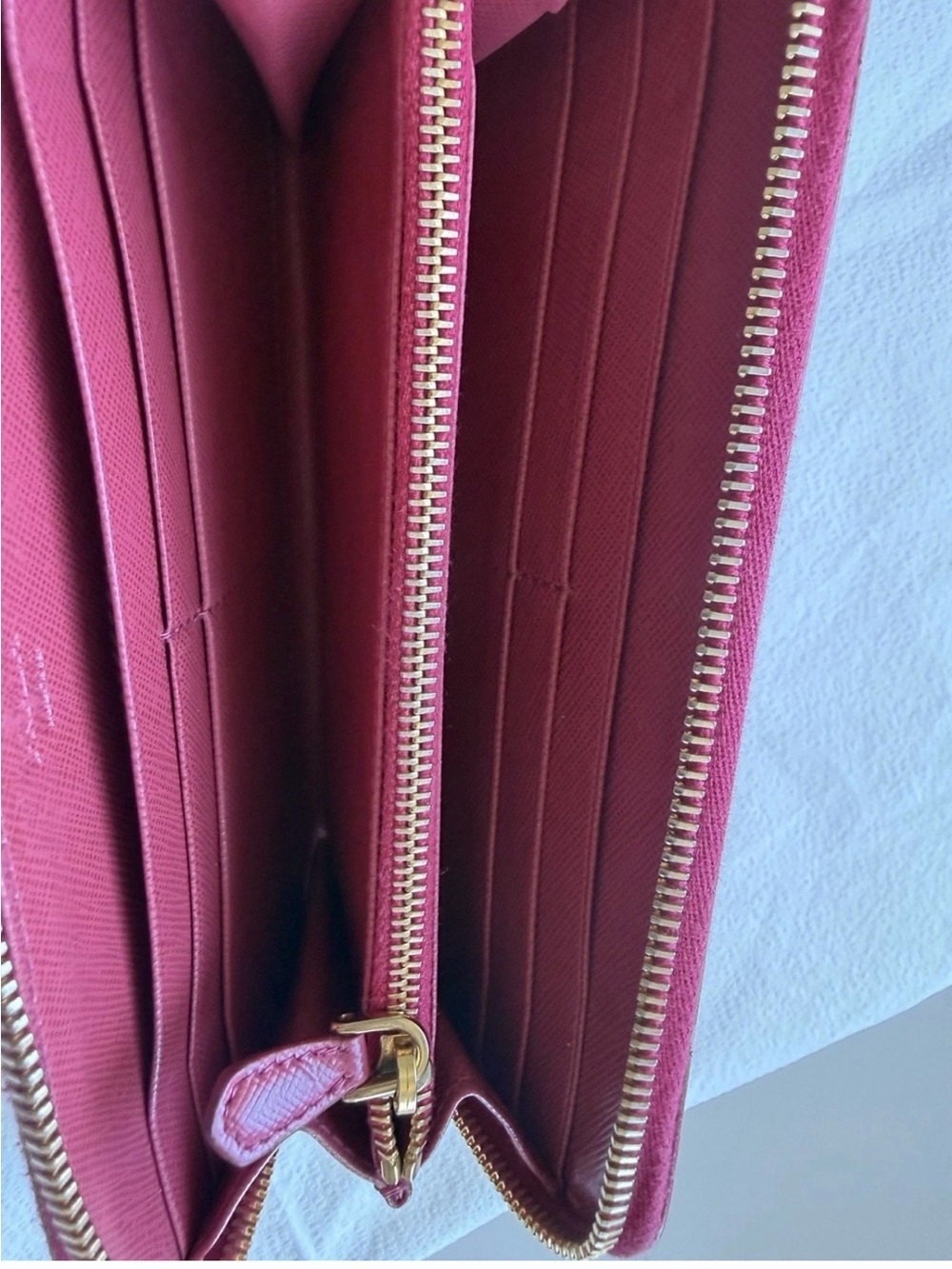 Prada Saffiano Zip-Around Wallet in Peony/pink with Gold Hardware - Picture 8 of 10